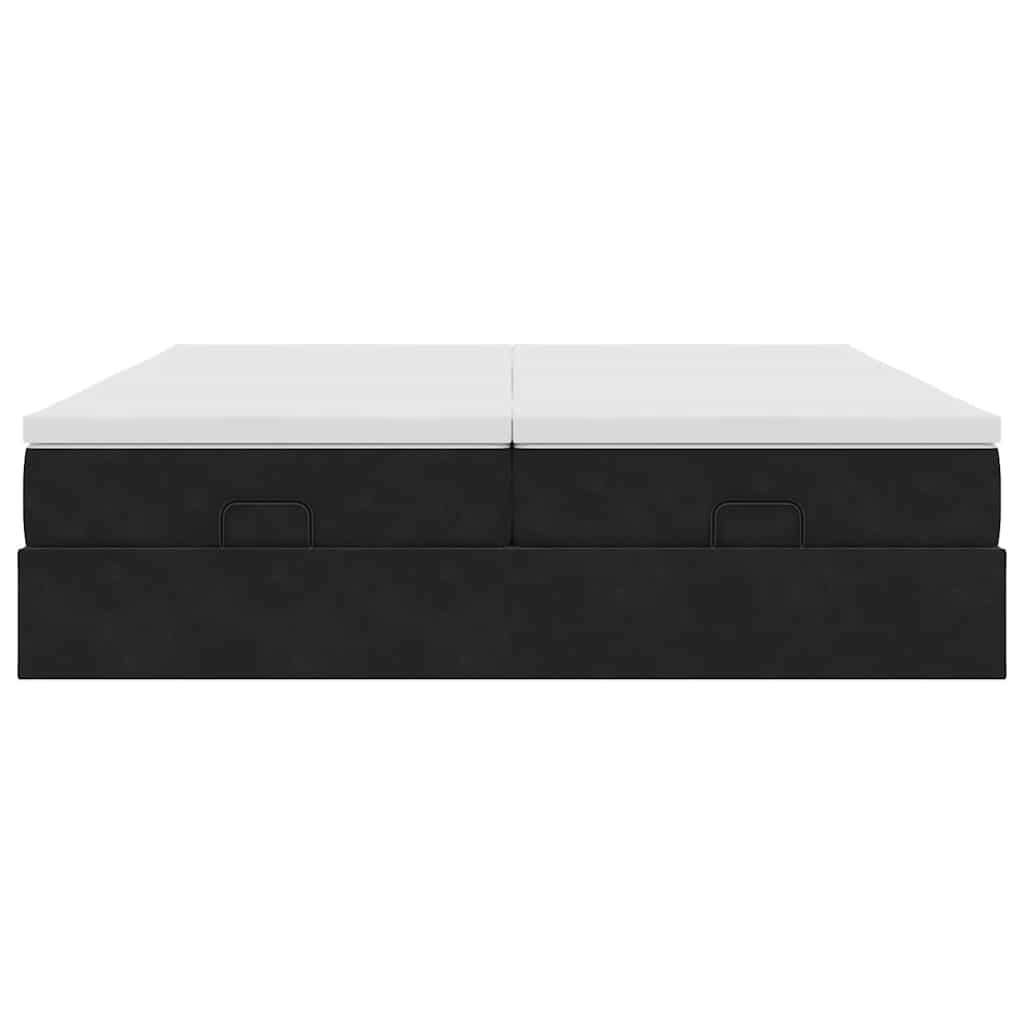 vidaXL Οθωμανικό κρεβάτι με στρώματα Μαύρο 180x200cm Velvet