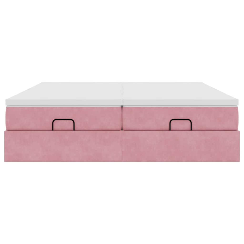 vidaXL Οθωμανικό κρεβάτι με στρώματα ροζ 200x200cm Velvet
