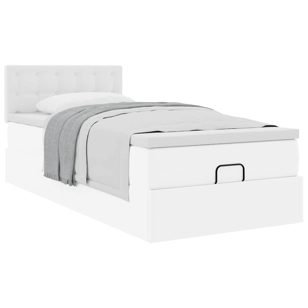 vidaXL Οθωμανικό κρεβάτι με στρώμα Λευκό 80x200cm Faux Leather