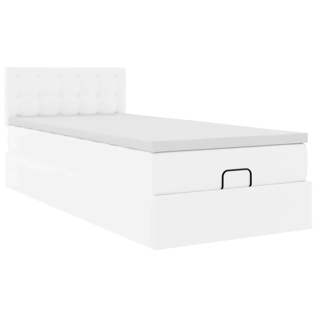vidaXL Οθωμανικό κρεβάτι με στρώμα Λευκό 80x200cm Faux Leather