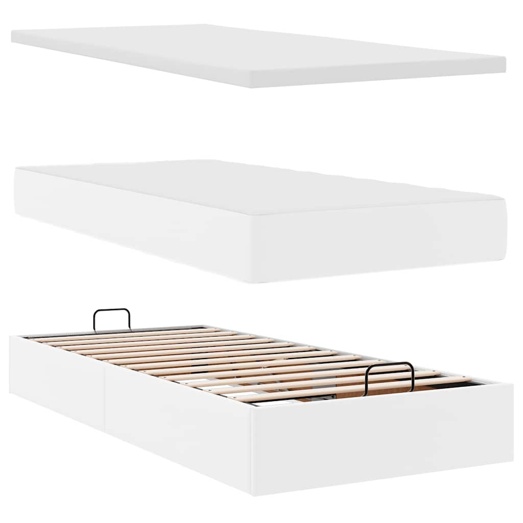 vidaXL Οθωμανικό κρεβάτι με στρώμα Λευκό 80x200cm Faux Leather