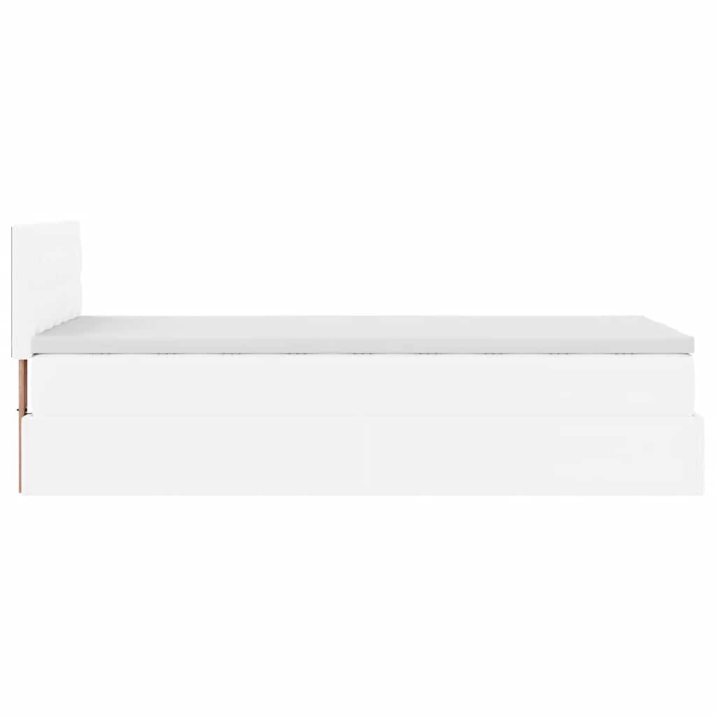 vidaXL Οθωμανικό κρεβάτι με στρώμα Λευκό 80x200cm Faux Leather
