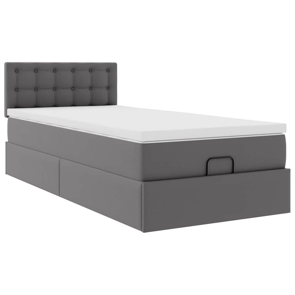 vidaXL Οθωμανικό κρεβάτι με στρώμα Γκρι 80x200cm Faux Leather