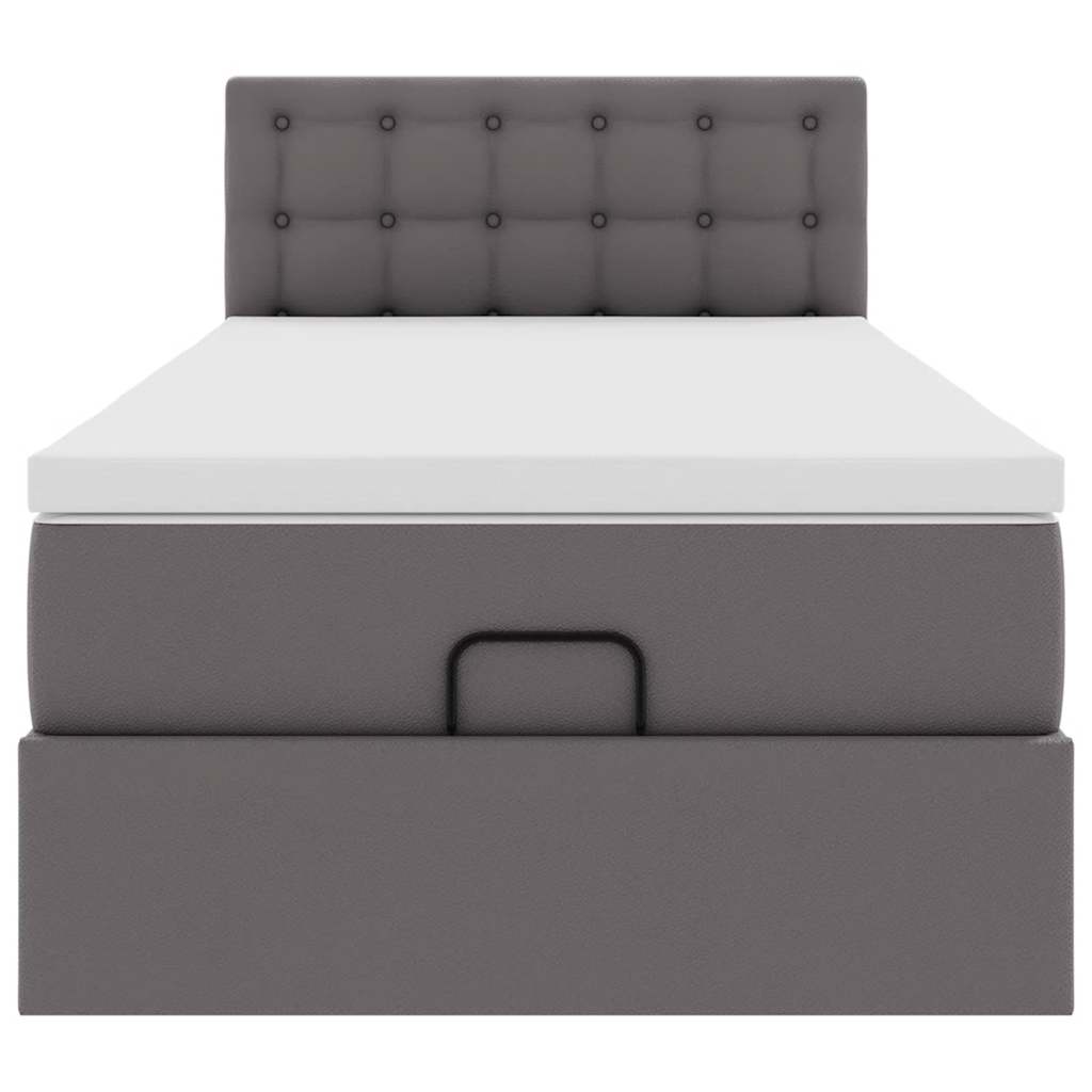 vidaXL Οθωμανικό κρεβάτι με στρώμα Γκρι 90x190cm Faux Leather