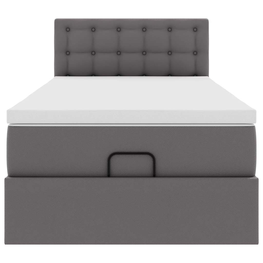 vidaXL Οθωμανικό κρεβάτι με στρώμα Γκρι 90x200cm Faux Leather