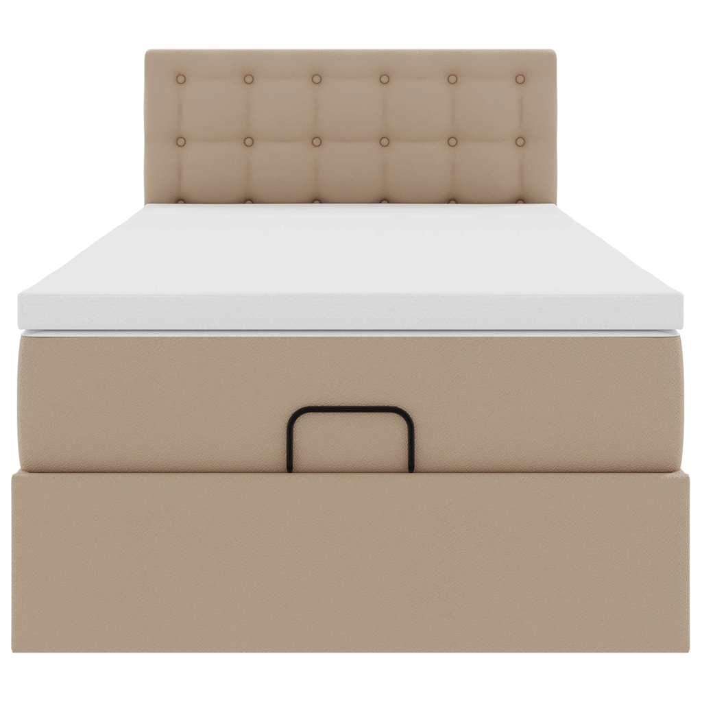 vidaXL Οθωμανικό κρεβάτι με στρώμα Cappucino 90x200cm Faux Leather