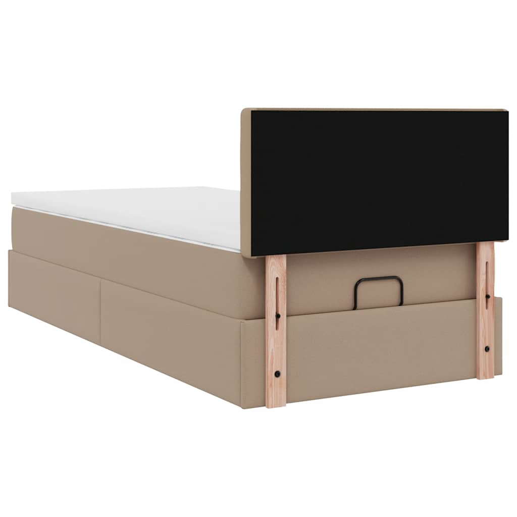vidaXL Οθωμανικό κρεβάτι με στρώμα Cappucino 90x200cm Faux Leather