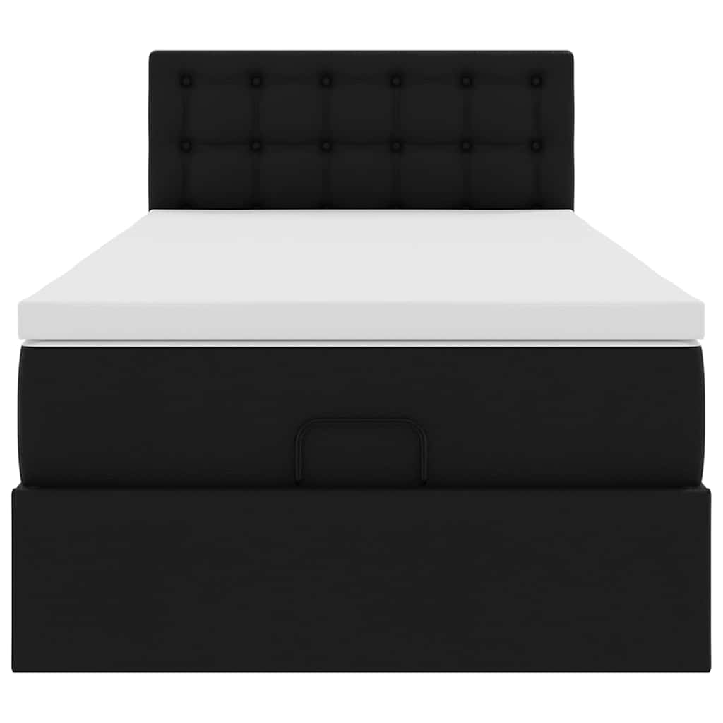 vidaXL Οθωμανικό κρεβάτι με στρώμα Μαύρο 100x200cm Faux Leather