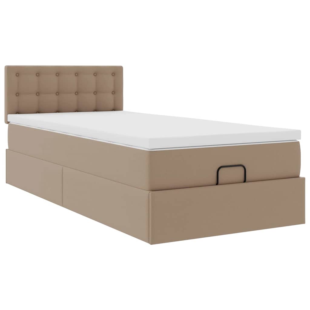 vidaXL Οθωμανικό κρεβάτι με στρώμα Cappucino 100x200cm Faux Leather