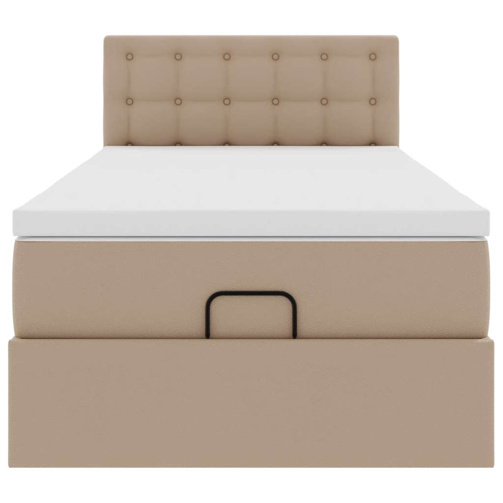 vidaXL Οθωμανικό κρεβάτι με στρώμα Cappucino 100x200cm Faux Leather