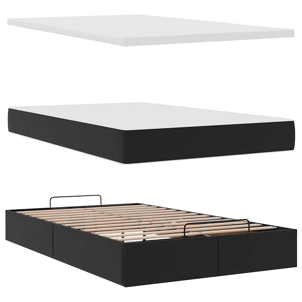 vidaXL Οθωμανικό κρεβάτι με στρώμα Μαύρο 120x190 cm Faux Leather