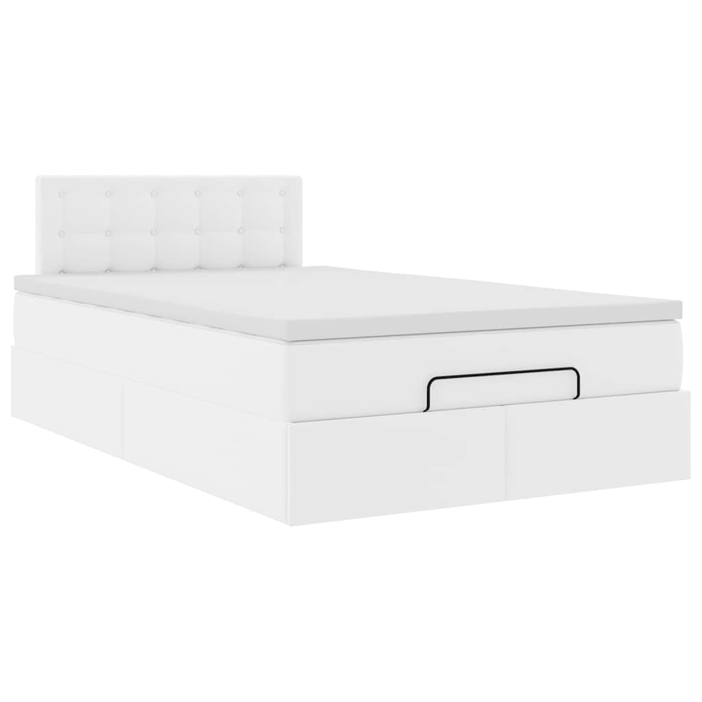 vidaXL Οθωμανικό κρεβάτι με στρώμα Λευκό 120x190 cm Faux Leather