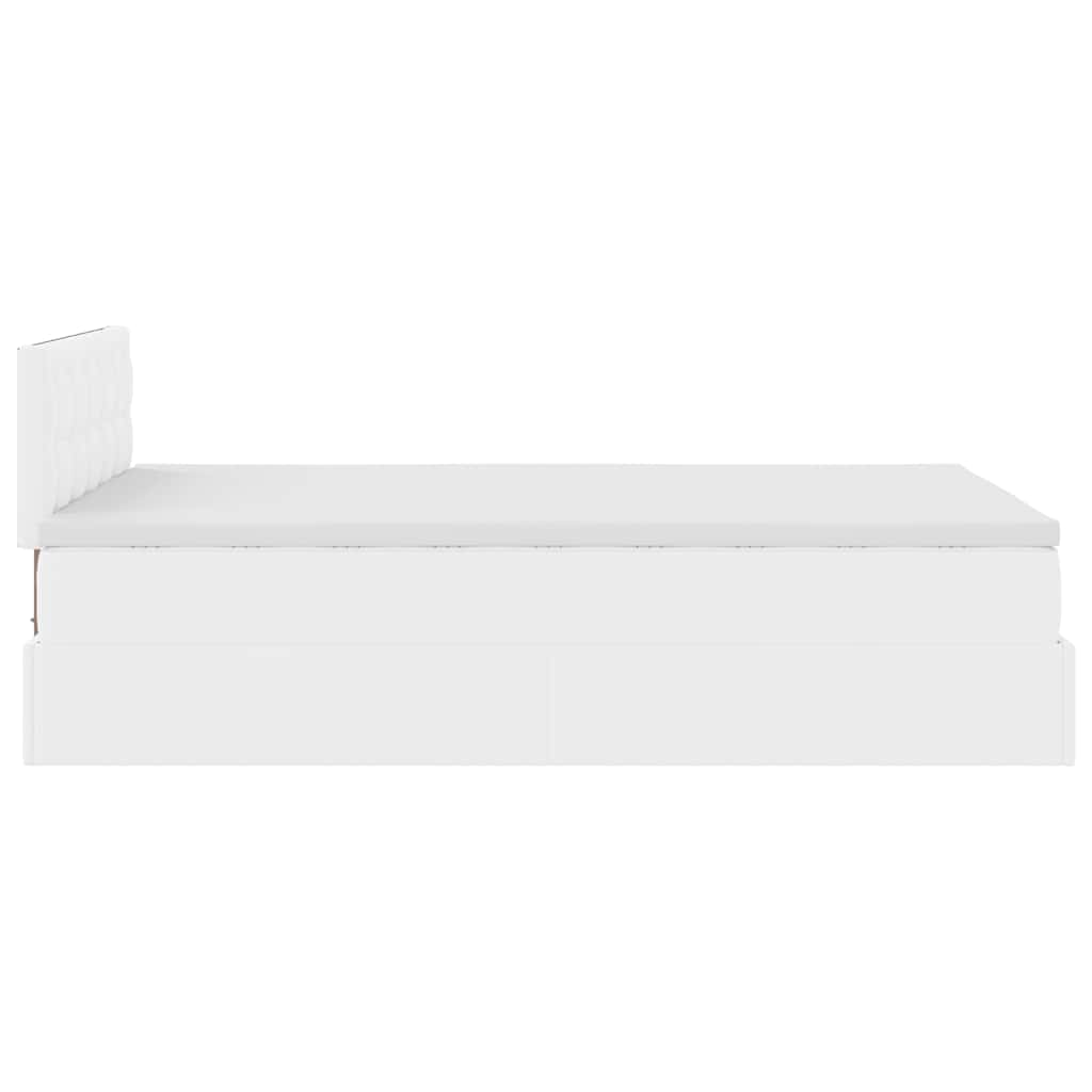 vidaXL Οθωμανικό κρεβάτι με στρώμα Λευκό 120x190 cm Faux Leather