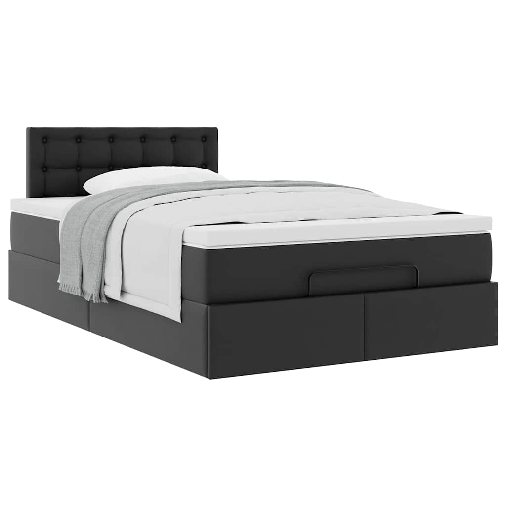 vidaXL Οθωμανικό κρεβάτι με στρώμα Μαύρο 120x200 cm Faux Leather