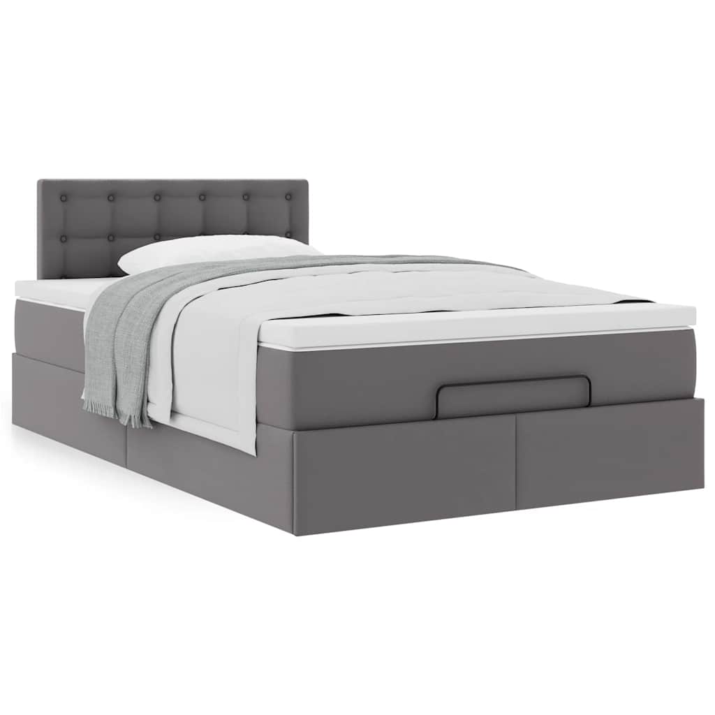 vidaXL Οθωμανικό κρεβάτι με στρώμα Γκρι 120x200cm Faux Leather