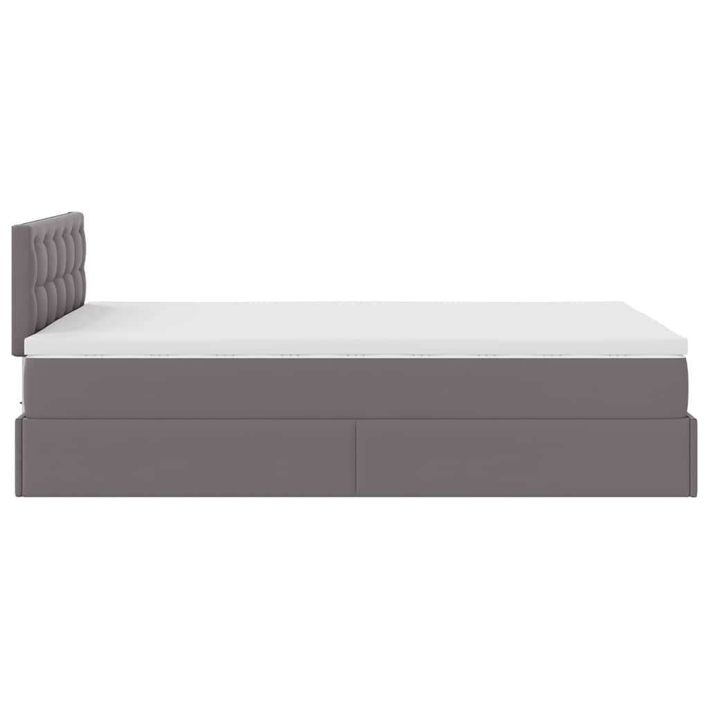 vidaXL Οθωμανικό κρεβάτι με στρώμα Γκρι 120x200cm Faux Leather
