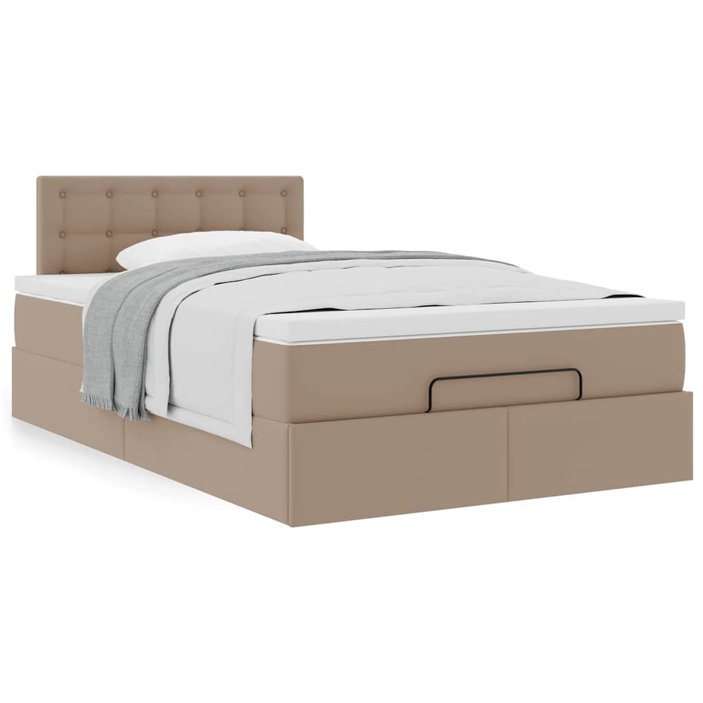 vidaXL Οθωμανικό κρεβάτι με στρώμα Cappucino 120x200cm Faux Leather