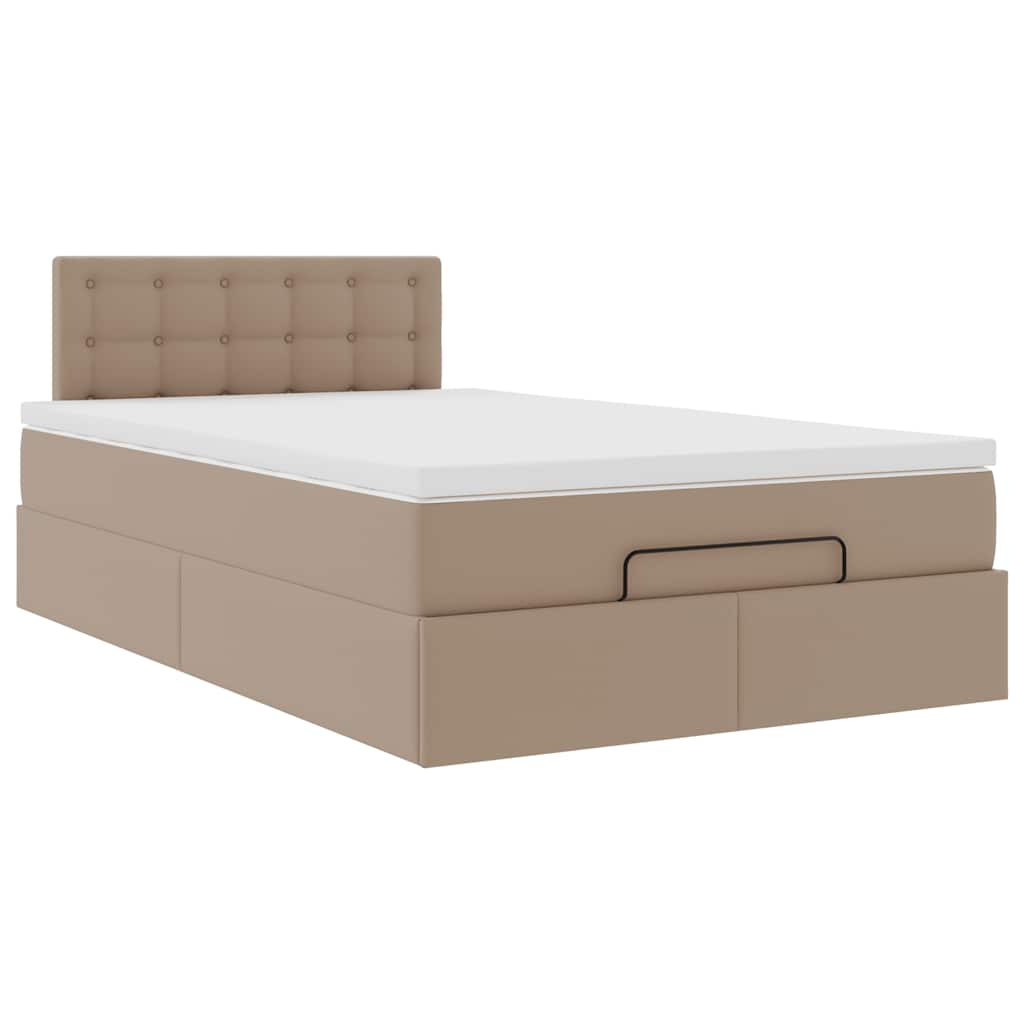 vidaXL Οθωμανικό κρεβάτι με στρώμα Cappucino 120x200cm Faux Leather