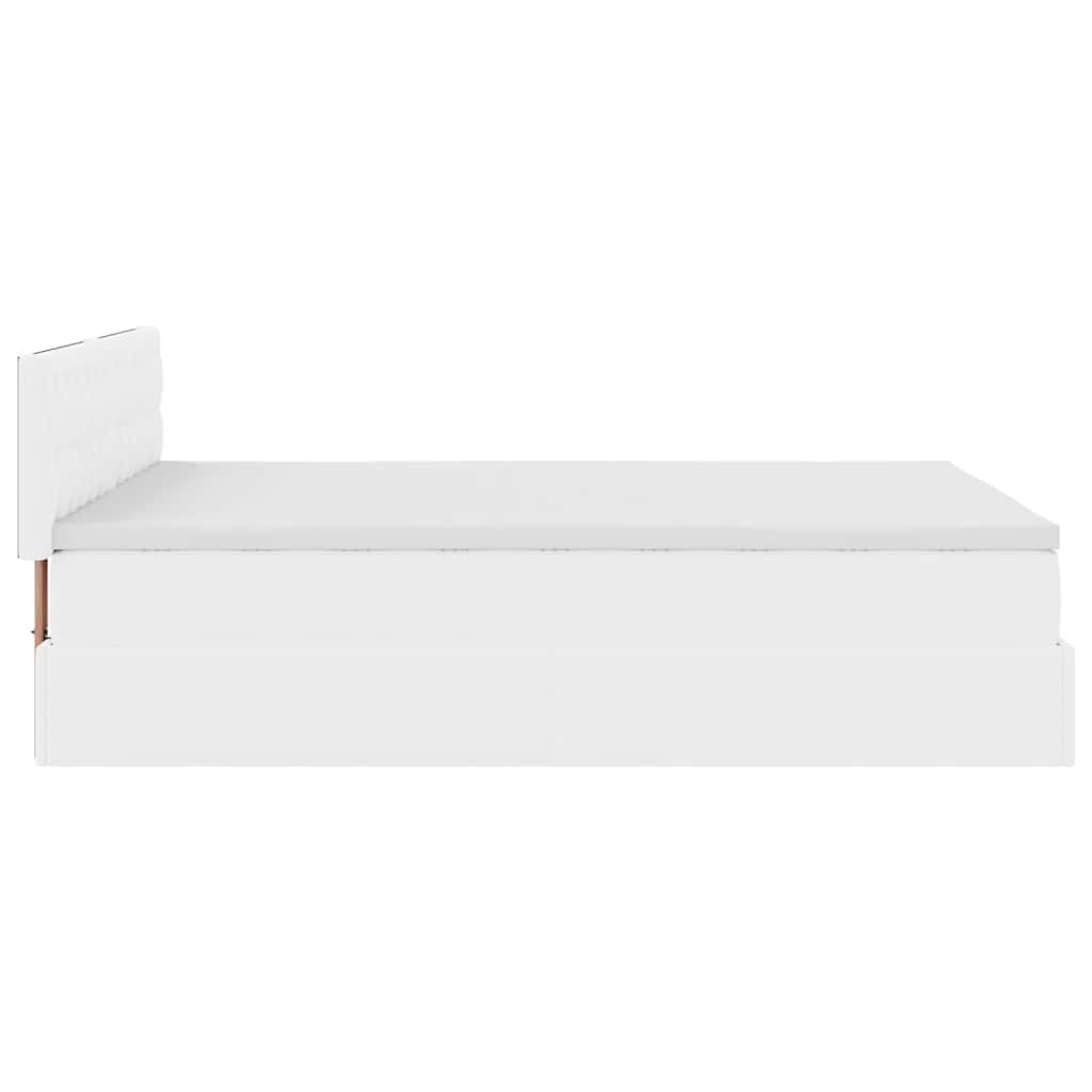 vidaXL Οθωμανικό κρεβάτι με στρώμα Λευκό 140x190cm Faux Leather