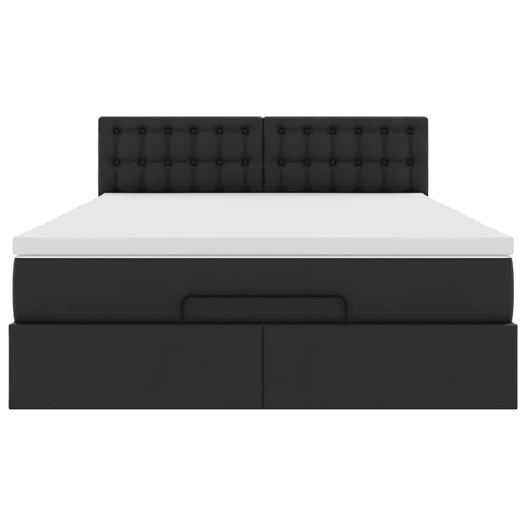 vidaXL Οθωμανικό κρεβάτι με στρώμα Μαύρο 140x200cm Faux Leather