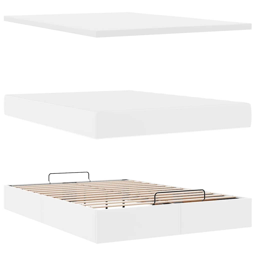 vidaXL Οθωμανικό κρεβάτι με στρώμα Λευκό 140x200cm Faux Leather
