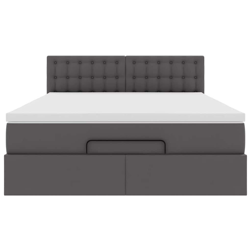vidaXL Οθωμανικό κρεβάτι με στρώμα Γκρι 140x200cm Faux Leather