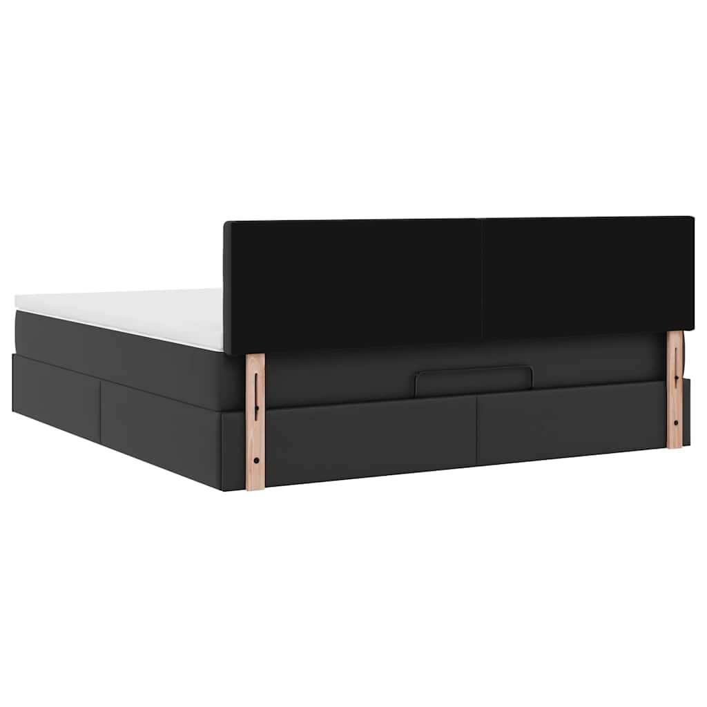 vidaXL Οθωμανικό κρεβάτι με στρώμα Μαύρο 160x200cm Faux Leather