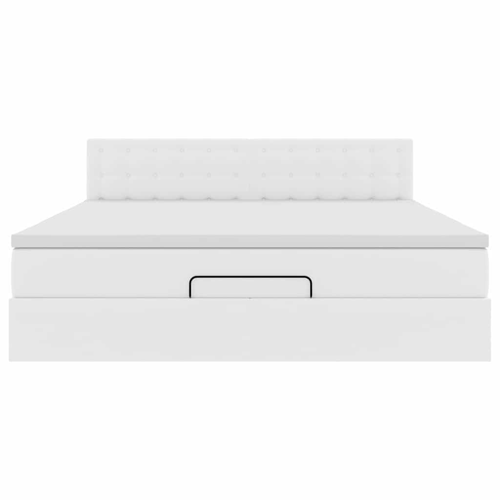 vidaXL Οθωμανικό κρεβάτι με στρώμα Λευκό 160x200cm Faux Leather