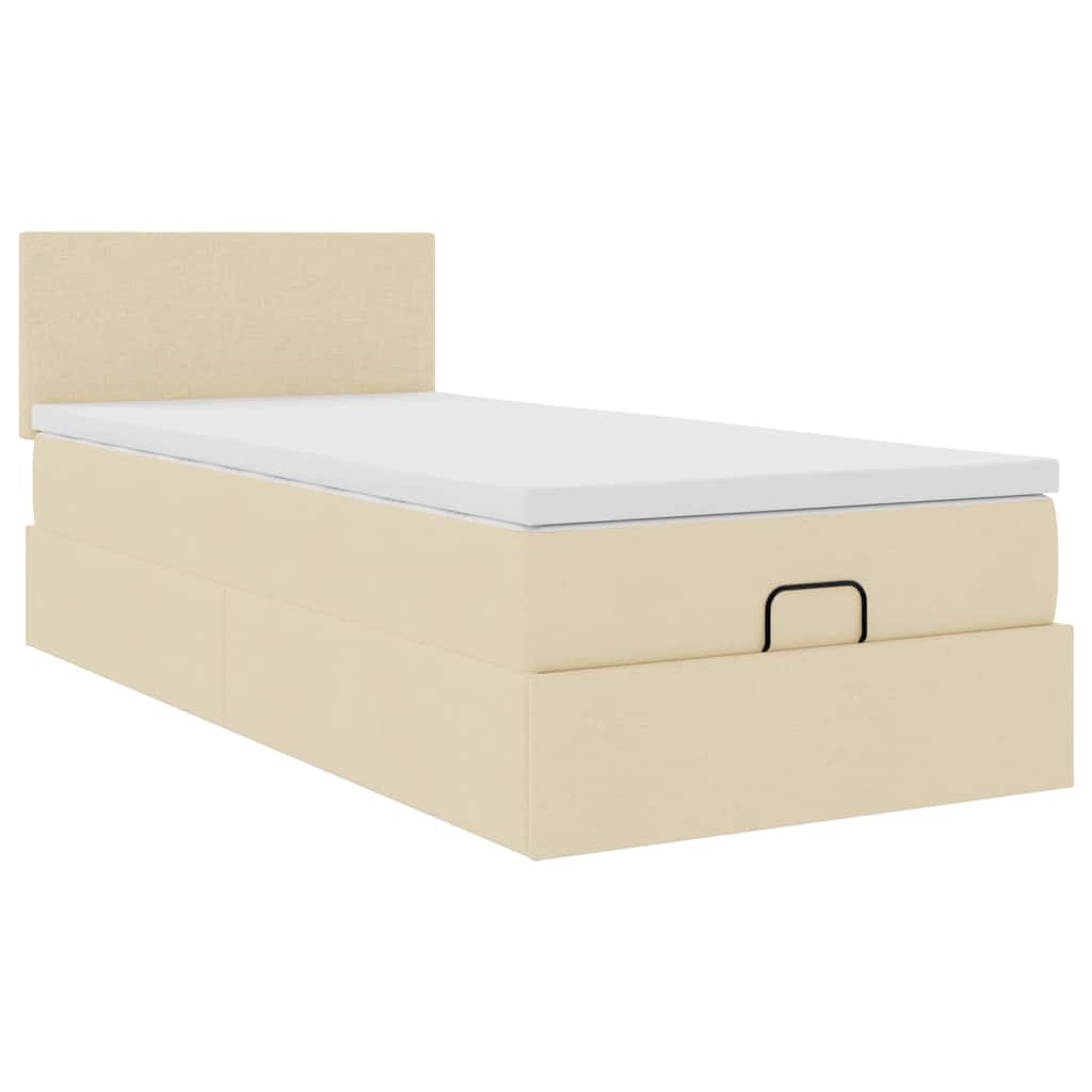 vidaXL Οθωμανικό κρεβάτι με στρώμα Cream 80x200cm ύφασμα