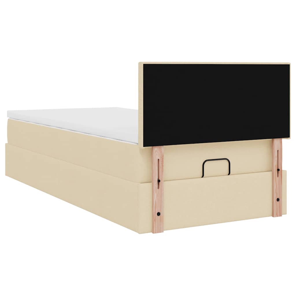vidaXL Οθωμανικό κρεβάτι με στρώμα Cream 80x200cm ύφασμα