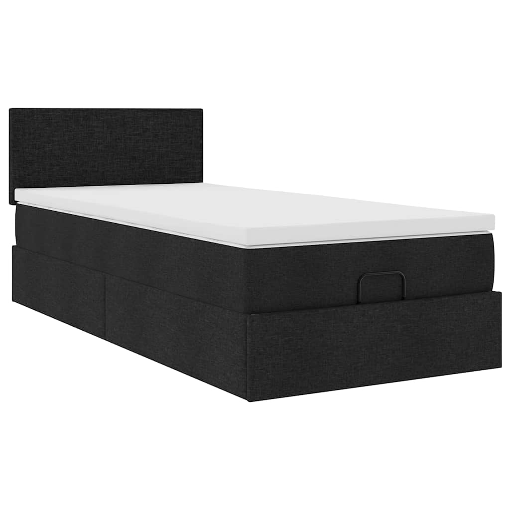 vidaXL Οθωμανικό κρεβάτι με στρώμα Μαύρο 90x190cm Ύφασμα