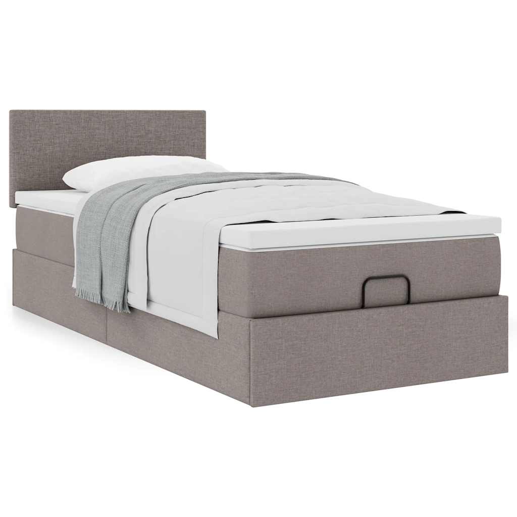 vidaXL Οθωμανικό κρεβάτι με στρώμα Taupe 90x190cm ύφασμα
