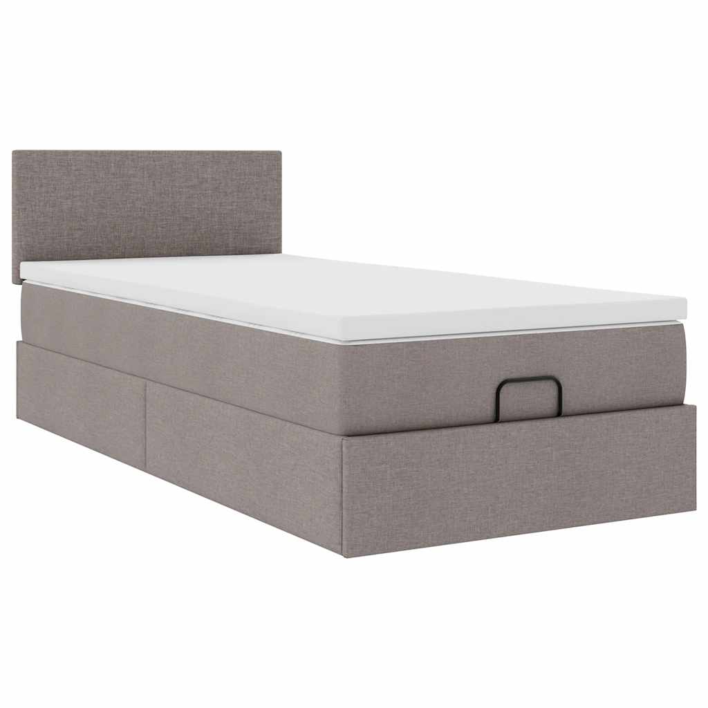 vidaXL Οθωμανικό κρεβάτι με στρώμα Taupe 90x190cm ύφασμα