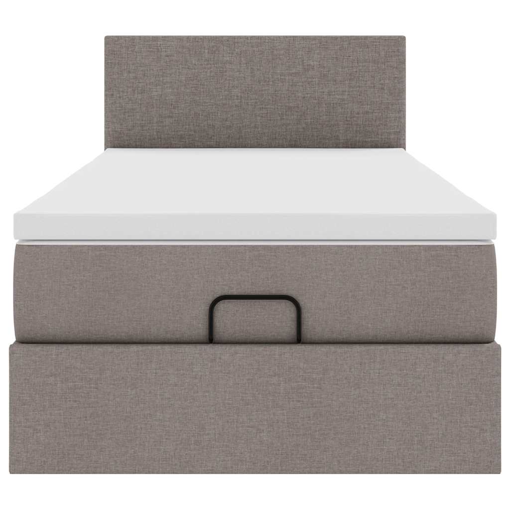 vidaXL Οθωμανικό κρεβάτι με στρώμα Taupe 90x200cm ύφασμα