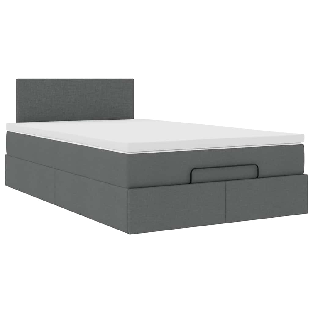 vidaXL Οθωμανικό κρεβάτι με στρώμα Σκούρο γκρι 120x190 cm Ύφασμα