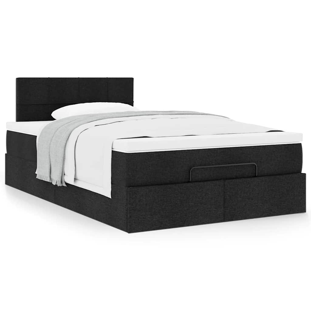 vidaXL Οθωμανικό κρεβάτι με στρώμα Μαύρο 120x190 cm Ύφασμα