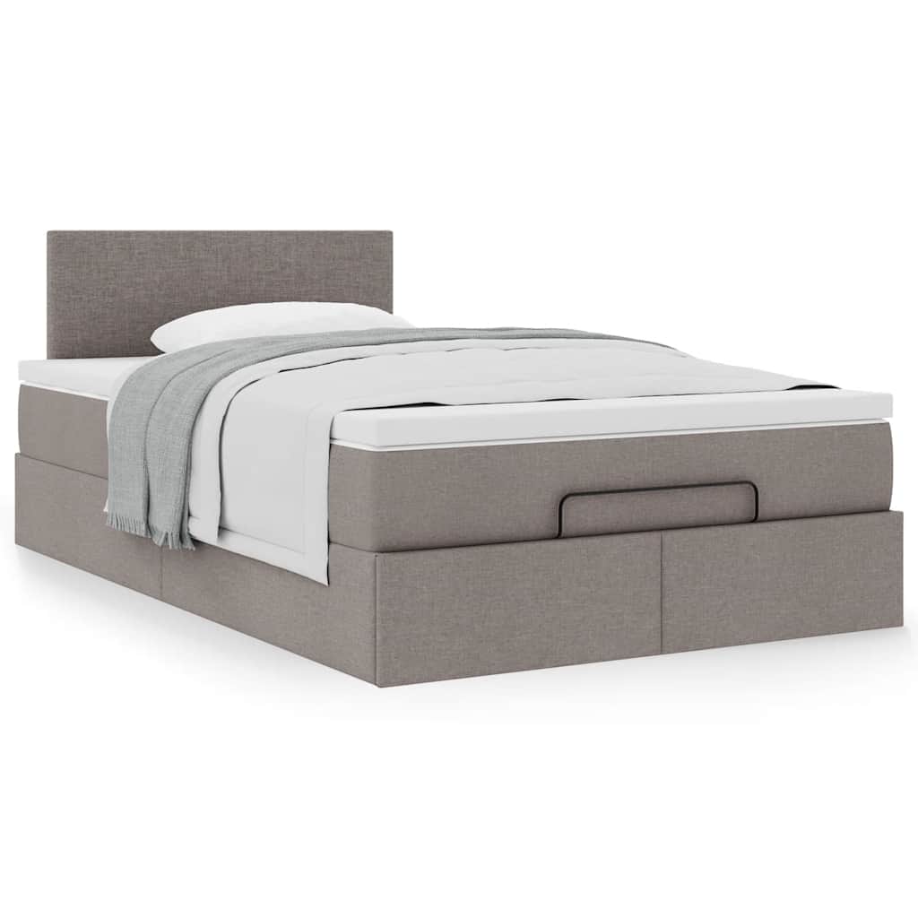 vidaXL Οθωμανικό κρεβάτι με στρώμα Taupe 120x190 cm Ύφασμα