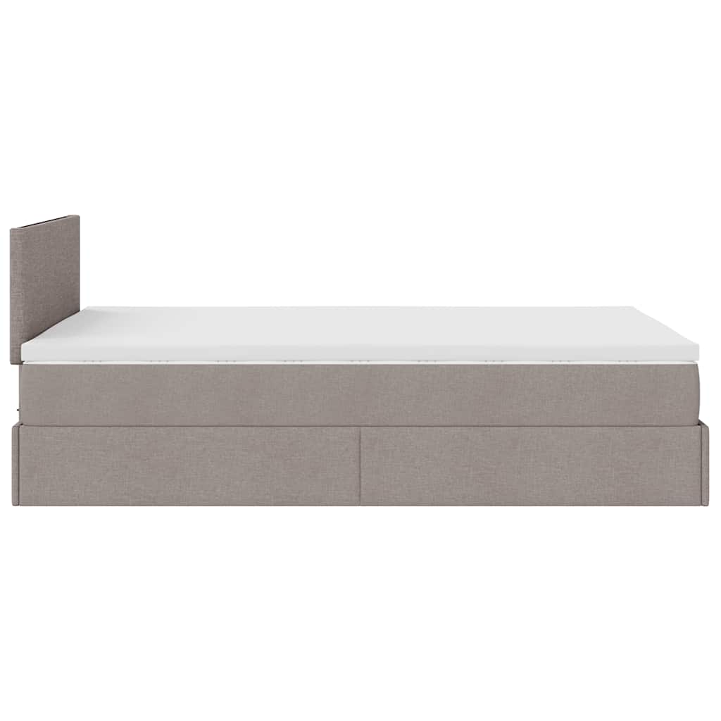 vidaXL Οθωμανικό κρεβάτι με στρώμα Taupe 120x190 cm Ύφασμα