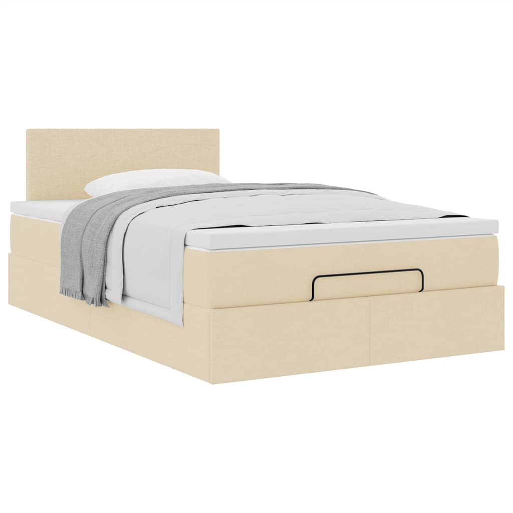 vidaXL Οθωμανικό κρεβάτι με στρώμα Cream 120x190 cm Ύφασμα