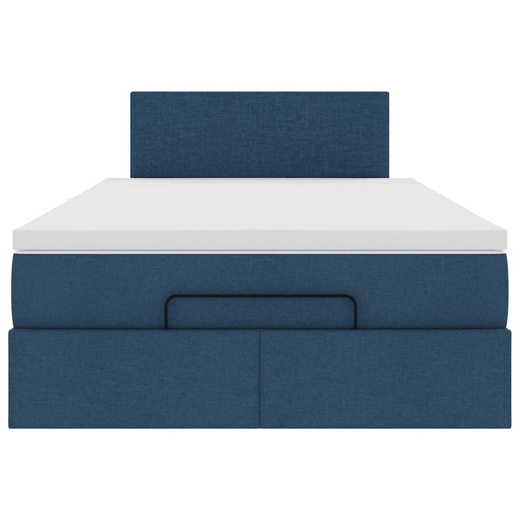 vidaXL Οθωμανικό κρεβάτι με στρώμα μπλε 120x190 cm ύφασμα