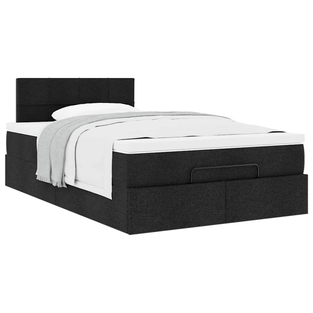 vidaXL Οθωμανικό κρεβάτι με στρώμα Μαύρο 120x200cm Ύφασμα