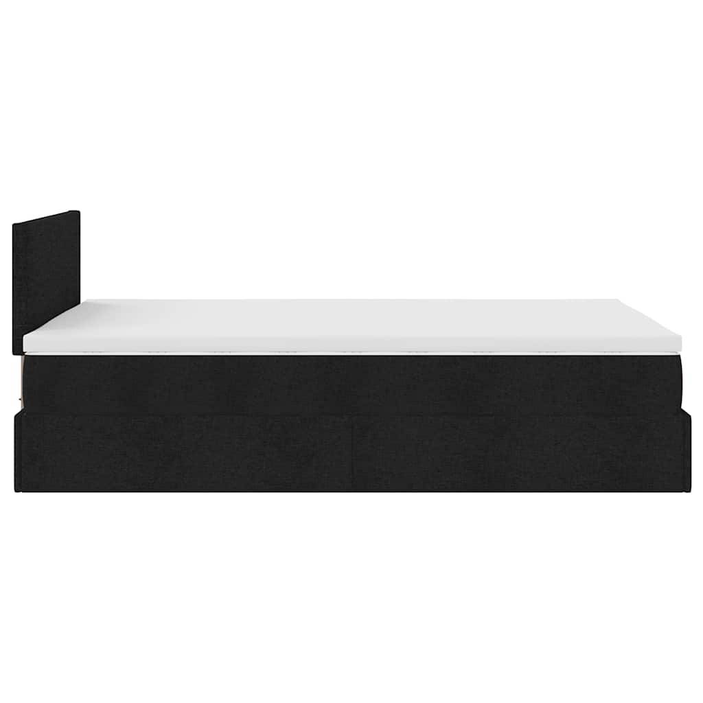 vidaXL Οθωμανικό κρεβάτι με στρώμα Μαύρο 120x200cm Ύφασμα