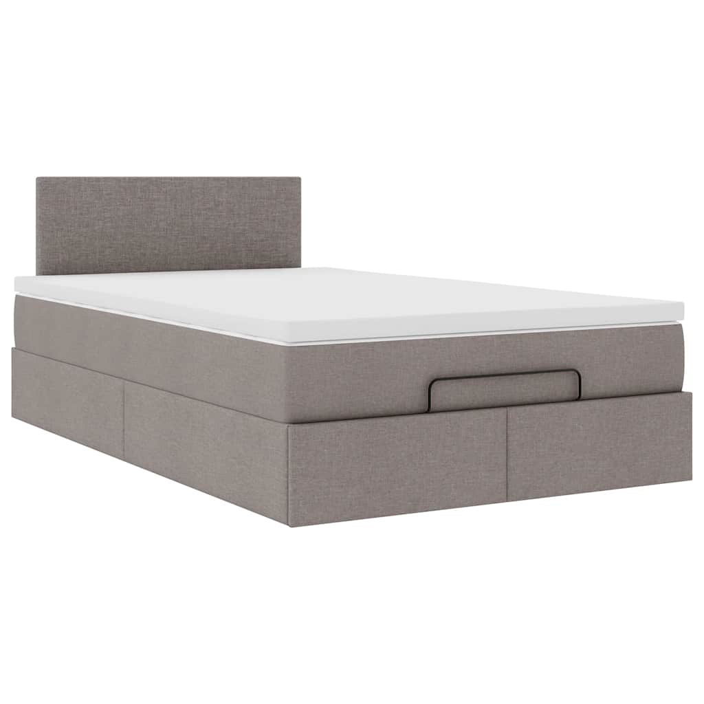 vidaXL Οθωμανικό κρεβάτι με στρώμα Taupe 120x200cm ύφασμα
