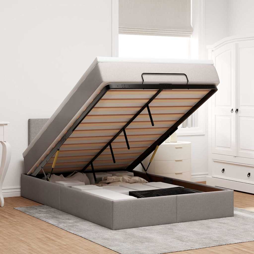vidaXL Οθωμανικό κρεβάτι με στρώμα Taupe 120x200cm ύφασμα
