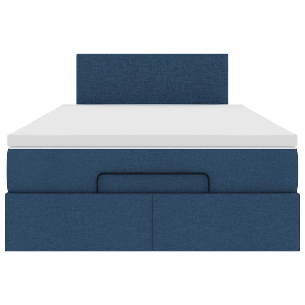 vidaXL Οθωμανικό κρεβάτι με στρώμα μπλε 120x200cm ύφασμα