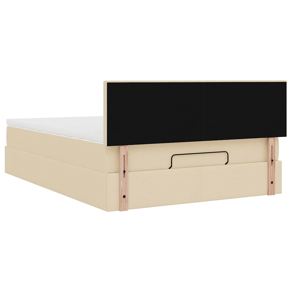 vidaXL Οθωμανικό κρεβάτι με στρώμα Cream 140x190cm ύφασμα