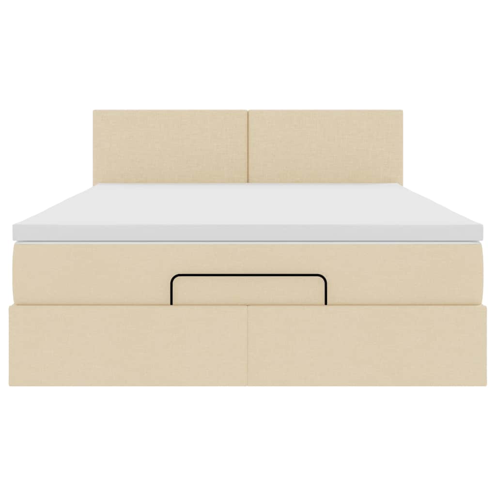 vidaXL Οθωμανικό κρεβάτι με στρώμα Cream 140x200cm ύφασμα