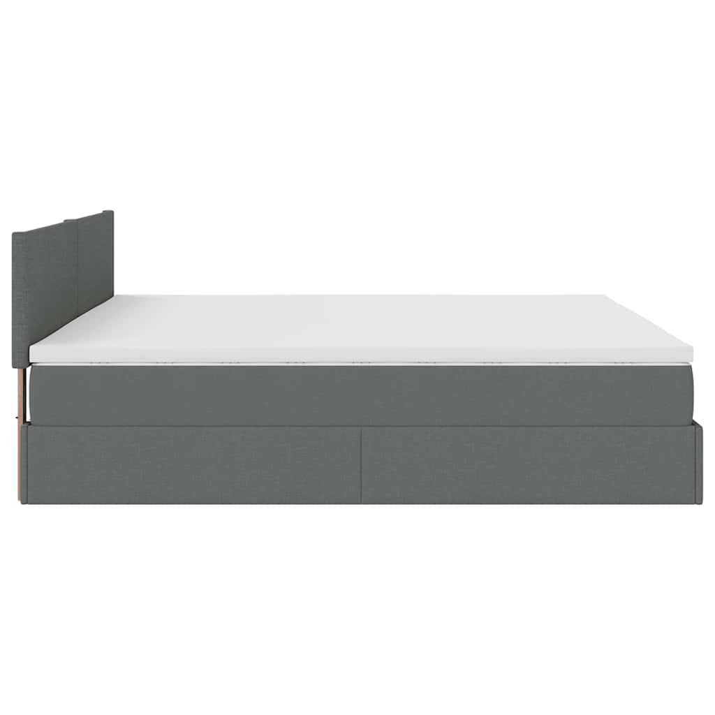 vidaXL Οθωμανικό κρεβάτι με στρώμα σκούρο γκρι 180x200cm ύφασμα