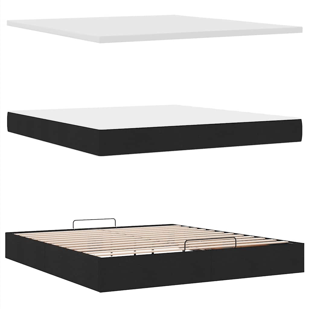 vidaXL Οθωμανικό κρεβάτι με στρώμα Μαύρο 180x200cm Ύφασμα