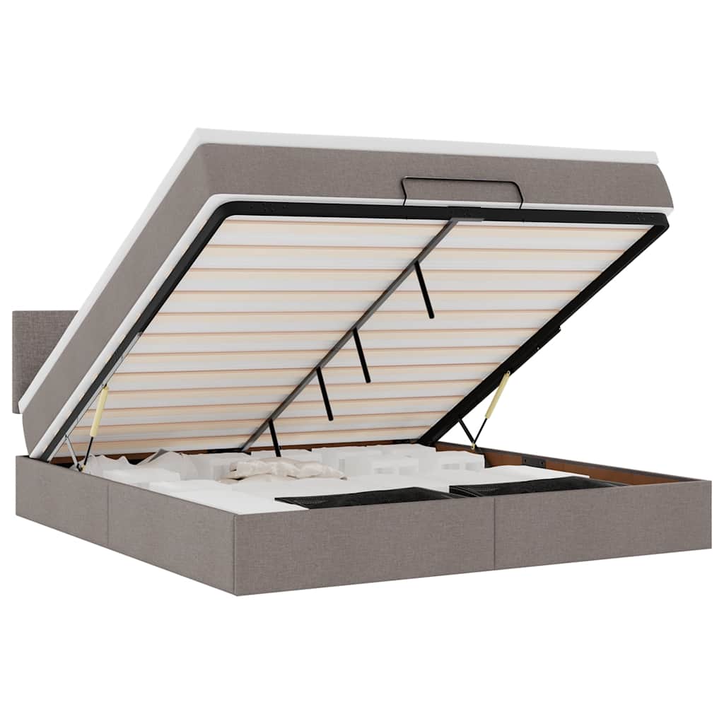 vidaXL Οθωμανικό κρεβάτι με στρώμα Taupe 180x200cm ύφασμα